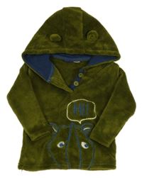 Khaki chlupatá mikina s nosorožcem a kapucí Lupilu