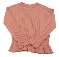 Starorůžové žebrované triko Hema