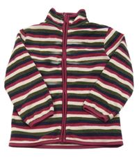 Khaki pruhovaná fleecová propínací mikina Kiki&Koko