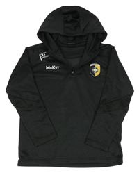 Antracitová melírovaná sportovní mikina s nášivkou a kapucí