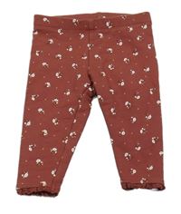 Skořicové květované teplé legíny C&A