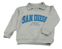 Šedá melírovaná mikina s nápisem a límečkem George