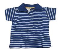 Tmavomodro-bílé pruhované polo tričko Ergee