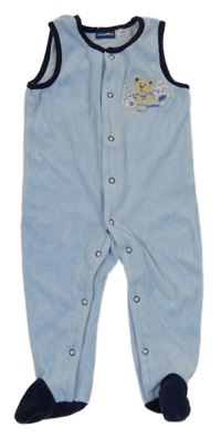 Světlemodré sametové dupačky se zvířaty Lupilu