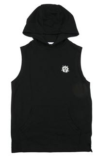 Černá tepláková vesta s potiskem a kapucí F&F