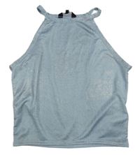 Světlemodrý třpytivý crop top New Look