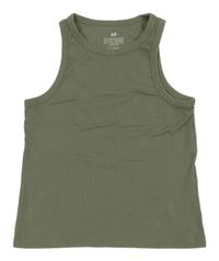 Khaki žebrovaný crop top H&M