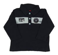 Tmavomodro-světlemodré polo triko s nášivkami Esprit