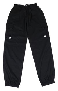 Černá plátěné cargo cuff kalhoty
