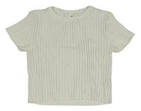 Bílé žebrované pletené crop tričko H&M