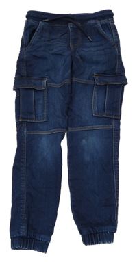 Tmavomodré teplákové cargo cuff rifle Primark