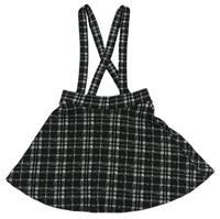 Černo-šedá kostkovaná kolová sukně s kšandami George