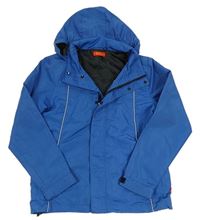 Modrá šusťáková jarní bunda s kapucí 