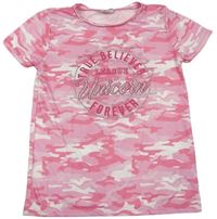 Růžové army tričko s nápisem Matalan