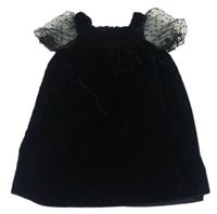 Černé sametové šaty s tylovými rukávy Zara