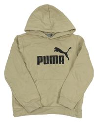 Světlebéžová mikina s logem a kapucí Puma