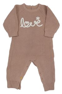 Starorůžový pletený overal s nápisem 