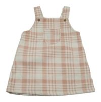 Bílo-růžové kostkované fleecové laclové šaty George