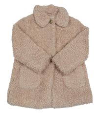 Světlerůžový huňatý podšitý kabát F&F