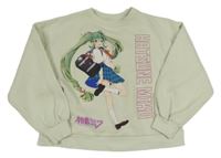 Světlezelená mikina s dívkou Zara