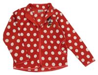 Červeno-bílá puntíkatá fleecová propínací mikina s Minnie 