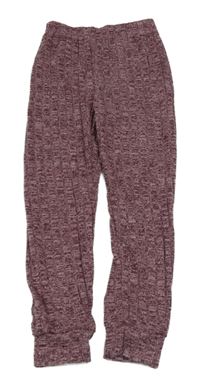 Vínové žebrované úpletové lehké tepláky 