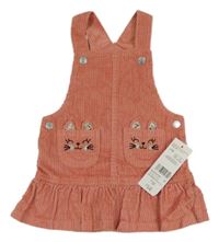 Nové - růžové laclové manšestrové šaty s kočkami F&F