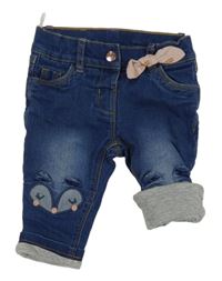 Modré podšité rifle s čumákem a mašlí C&A