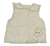 Smetanová šusťáková zateplená vesta s králíky 