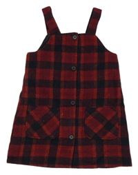 Červeno-tmavomodré kostkované vlněné šaty s kapsami F&F