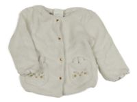 Bílá plyšová podšitá propínací mikina s medvídky 