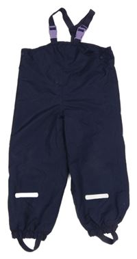 Tmavomodré šusťákové podšité laclové kalhoty Pocopiano