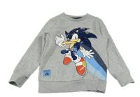 Šedá melírovaná mikina se Sonicem z flitrů 