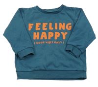 Modrá mikina s oranžovým nápisem Matalan