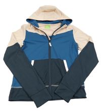 Petrolejovo-tmaovmodro-růžová sportovní propínací mikina s kapucí crane