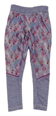 Fialové vzorované sportovní legíny s listy Disney