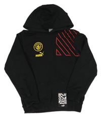 Černá mikina s pruhy a logem a kapucí Puma