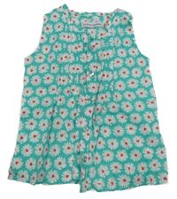 Zeleno-bílá květovaná lehká halenka 