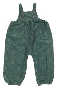 Zelené laclové podšité manšestráky s kvítky M&S