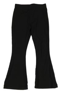 Černé žebrované flare legíny 