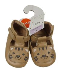 Nové - hnědé koženkové capáčky s tygrem M&S