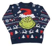 Tmavomodrý vzorovaný svetr s Grinchem Primark