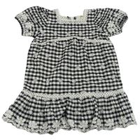 Černo-bílé kostkované šaty s květy River Island