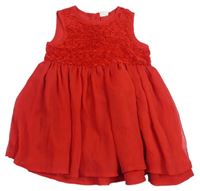 Červené šaty s 3D květy H&M