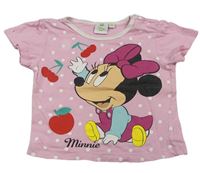 Růžové puntíkaté tričko s Minnie Disney