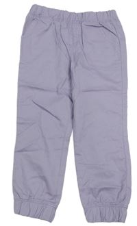 Lila plátěné cuff kalhoty Tchibo
