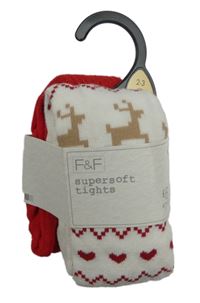 2Set - 2x punčocháče - bílé vzorované + červené třpytivé F&F