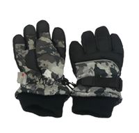Černo-šedo-hnědé army šusťákové funkční zimní rukavice Tu