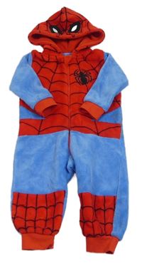 Červeno-modrá plyšová kombinéza s kapucí - Spiderman Marvel