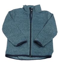 Modrošedá melírovaná fleecová propínací mikina H&M